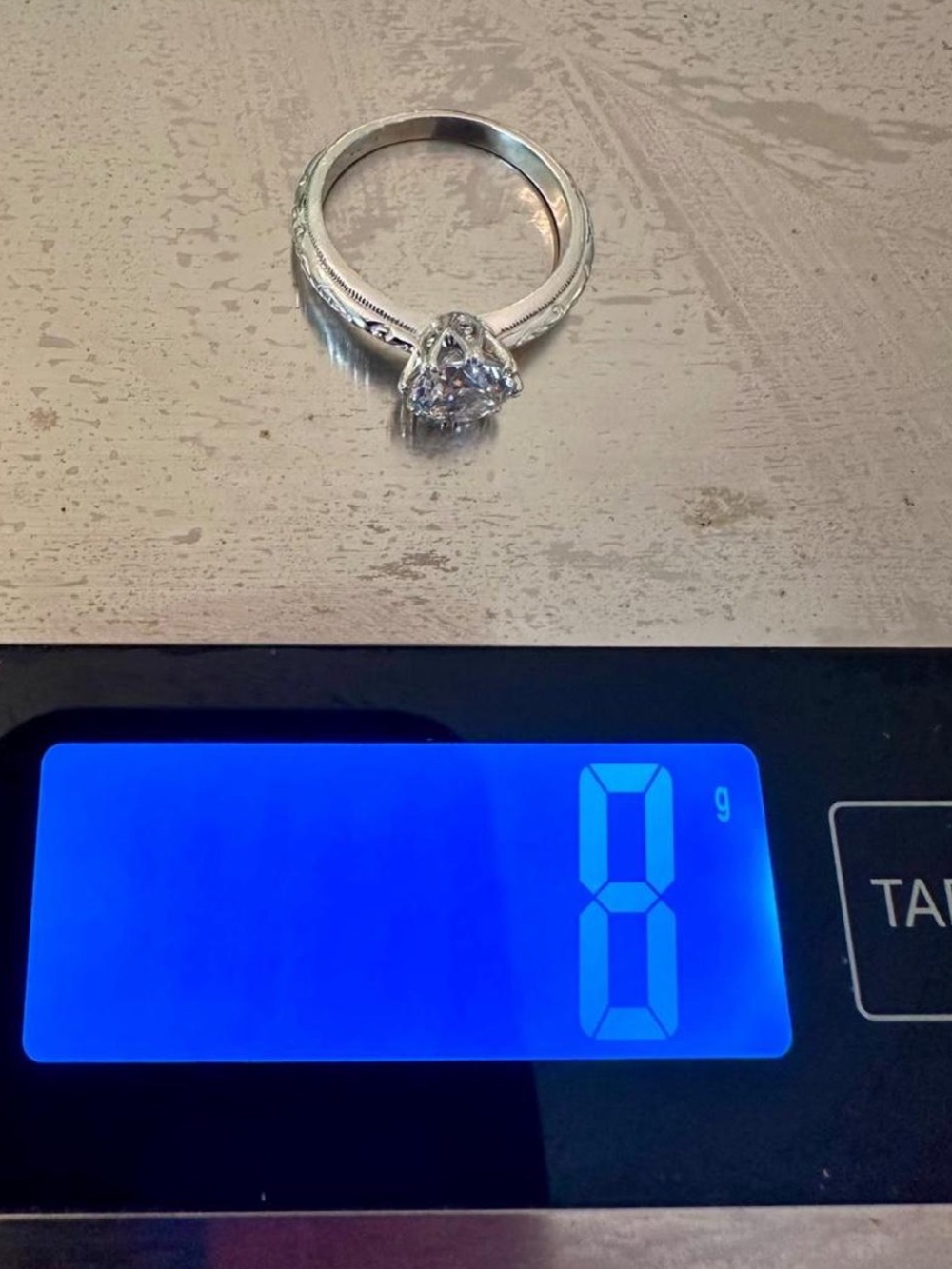 Tacori IV Diamonique 2 Carat Bloom Cut Solitaire Ring Platinum Clad Sterling 10 - Picture 9 of 10